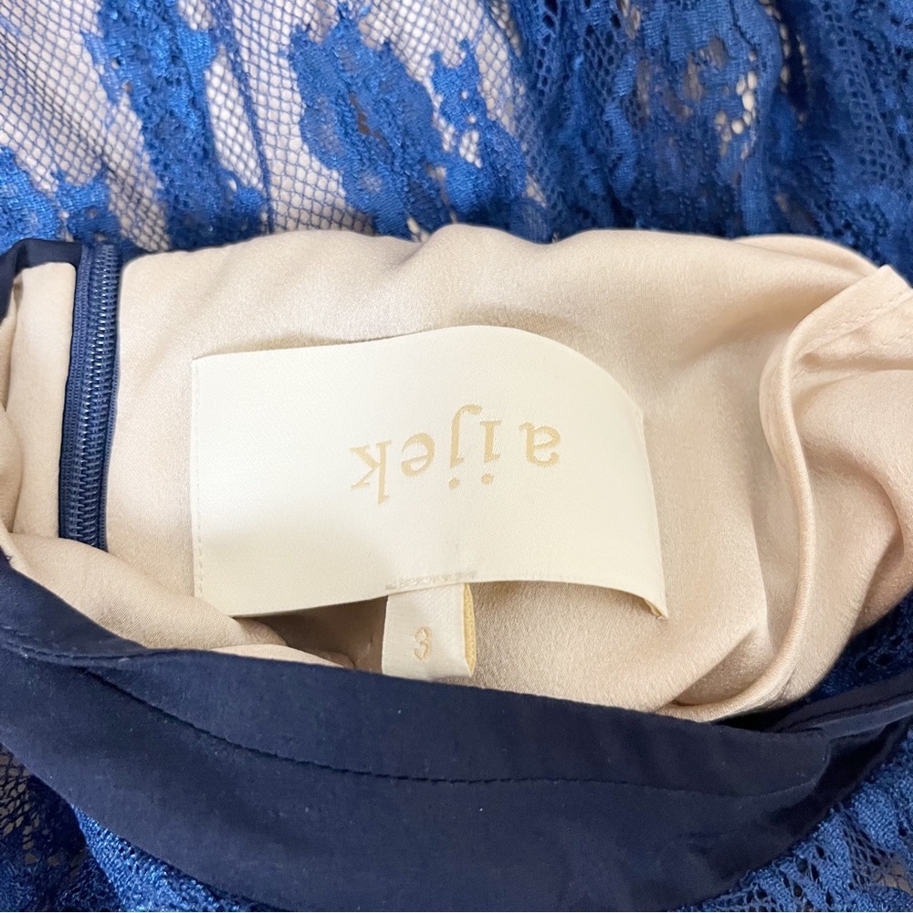 Aijek Wonderment Blue Lace Mini Dress Size 3 - Picture 7 of 8